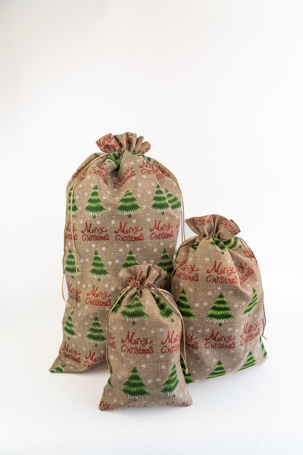 Merry Christmas julsäck med julgranar