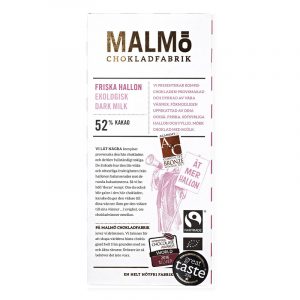 Malmö Chokladfabrik Tegel Friska Hallon 52%